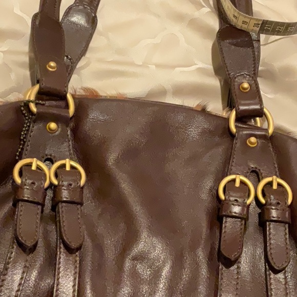 Genuine Leather & Fur Large Handbag Leopard print real fur One-of-a-Kind Satchel - Picture 14 of 16